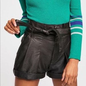 NEVER WORN Free People Belted Vegan Leather Shorts